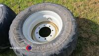 Pair 560-45-22.5 turf tyres on 8 stud rims - 2