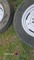 Pair 6.00-16in MF tractor front wheels and tyres - 3