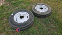 Pair 6.00-16in MF tractor front wheels and tyres - 4