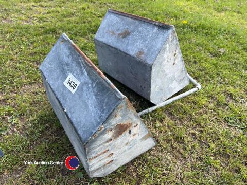 2 x galvanised pig troughs