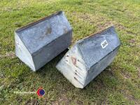 2 x galvanised pig troughs - 2
