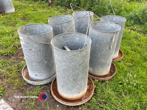6 x galvanised poultry feeders