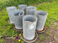 6 x galvanised poultry feeders - 2