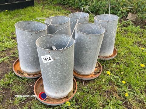 6 x galvanised poultry feeders