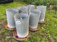 6 x galvanised poultry feeders