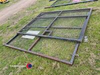 Pair of steel mesh gates, 1.75m x 2.30m and 2.4m x 2.30m