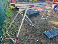 Full size aluminium dog walk with aluminium trestles, blue and pink - 4