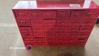 Small red 36 drawer set in good condition complete with all drawers - 2