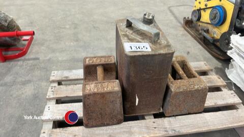 Vintage weights and jerry can