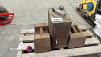 Vintage weights and jerry can