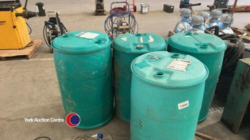 4 x green 200L plastic barrels