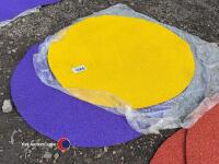Set of purple and yellow round balance board mats - 2