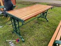 4ft 6ins fully restored cast iron and hardwood timber garden table