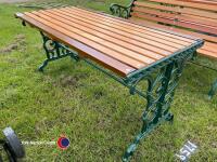 4ft 6ins fully restored cast iron and hardwood timber garden table - 2