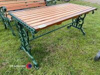4ft 6ins fully restored cast iron and hardwood timber garden table - 3