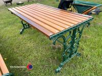 4ft 6ins fully restored cast iron and hardwood timber garden table - 4