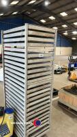 Galvanised trolley with 24 slide out trays