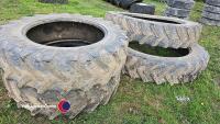 Set of part warn row crop tyres. 2 Agrimax 380/90R50 and 2 Agrimax 380/85R34.