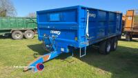 2011 Stewart GX11-15S 11T tandem axle tipping trailer with removable sides, making 16ft 6ins flatbed trailer. LED lights, super singles - 2