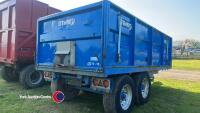2011 Stewart GX11-15S 11T tandem axle tipping trailer with removable sides, making 16ft 6ins flatbed trailer. LED lights, super singles - 4