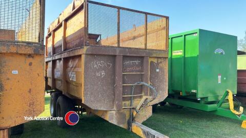 Richard Western 11T silage trailer, up and over tail gate, super singles, sprung drawbar, grain door with hatch