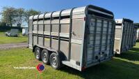 2018 Ifor Williams 14ft tri axle livestock trailer c/w sheep decks, large cattle division and 2 small divisions - 3