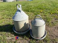 2 x galvanised poultry drinkers
