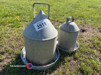 2 x galvanised poultry drinkers - 2