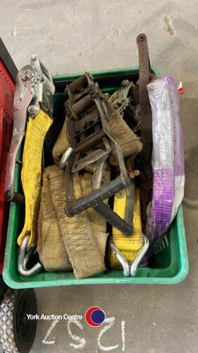 Basket of ratchet straps
