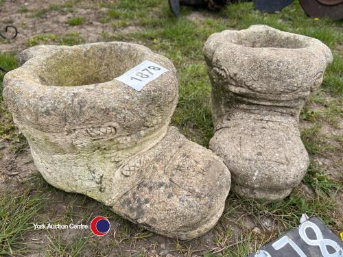 Pair of stone plant pot boots