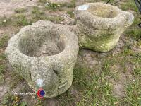 Pair of stone plant pot boots - 2