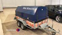 Hog roast machine (gas powered) L 2150mm x W 710mm x H 1000, has had very light use, comes with all stainless equipment and table, twin axle trailer (2.6m) and cover (pneumatic assisted opening) and electric winch - 3