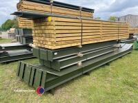 60ft x 40ft x 15ft portal framed steel building, 4 x 15ft bays, timber purlins spaced for fibre cement or steel roofing, 8 wind braces and all connection bolts
