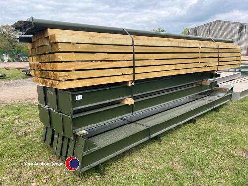 60ft x 30ft x 14ft portal framed steel building, 4 x 15ft bays, timber purlins spaced for fibre cement or steel roofing, 8 wind braces and all connection bolts