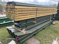 60ft x 30ft x 14ft portal framed steel building, 4 x 15ft bays, timber purlins spaced for fibre cement or steel roofing, 8 wind braces and all connection bolts - 4