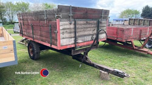 High sided 3T tipping trailer, good tyres, loading ramp for wheel barrow, new floor, very solid