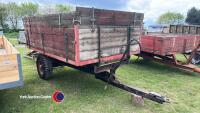 High sided 3T tipping trailer, good tyres, loading ramp for wheel barrow, new floor, very solid