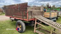 High sided 3T tipping trailer, good tyres, loading ramp for wheel barrow, new floor, very solid - 3