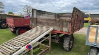 High sided 3T tipping trailer, good tyres, loading ramp for wheel barrow, new floor, very solid - 4