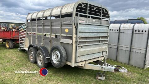 Nugent 12ft cattle trailer with sheep decks and cattle gate, 2011