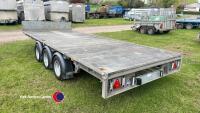 Ifor Williams tri-axle 3,500 kgs 16ft x 6ft6ins flatbed trailer,with Led lights, spare wheel, 2023, - 3