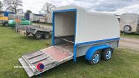 Box van/GP trailer, 8ft 4in L x 4ft 2in W x 4ft 4in H, removable top, double hinged ramp door, spare wheel, shoring poles, lights work, key in office - 4