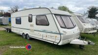 Abbey Spectrum 540 twin axle fixed bed caravan, nearly new full size awning, electric motor movers, hot/cold running water, new Maypole winter cover, mover in office, key in office