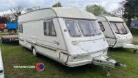 Viceroy jubilee caravan, 1995, good order for age. No obvious leaks. Awning. Good order but hasn't been used or safety checked for a long while, key in office