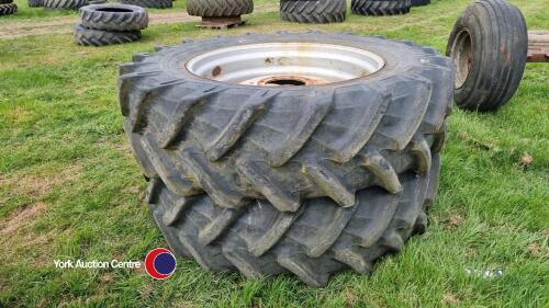 Pair of 18.4 R38 wheels and tyres on mf centres