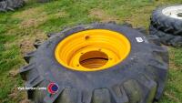 Pr of 400/80 R25 wheels 5 stud JCB Centres, solid filled - 2
