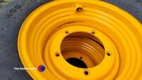 Pr of 400/80 R25 wheels 5 stud JCB Centres, solid filled - 4