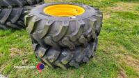 Pr of 400/80 R25 wheels 5 stud JCB Centres, solid filled - 5