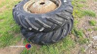 Pair 12.4 x 28 wheels and tyres to suit MF/Ford etc