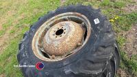 Pair 12.4 x 28 wheels and tyres to suit MF/Ford etc - 2